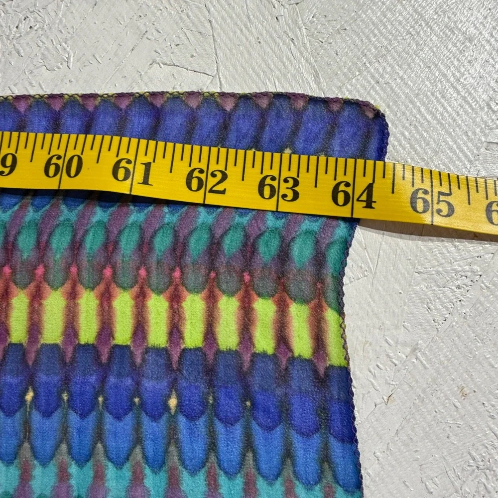 Sheer Scarf Multicolor Geometric Rainbow Print 65 Inch